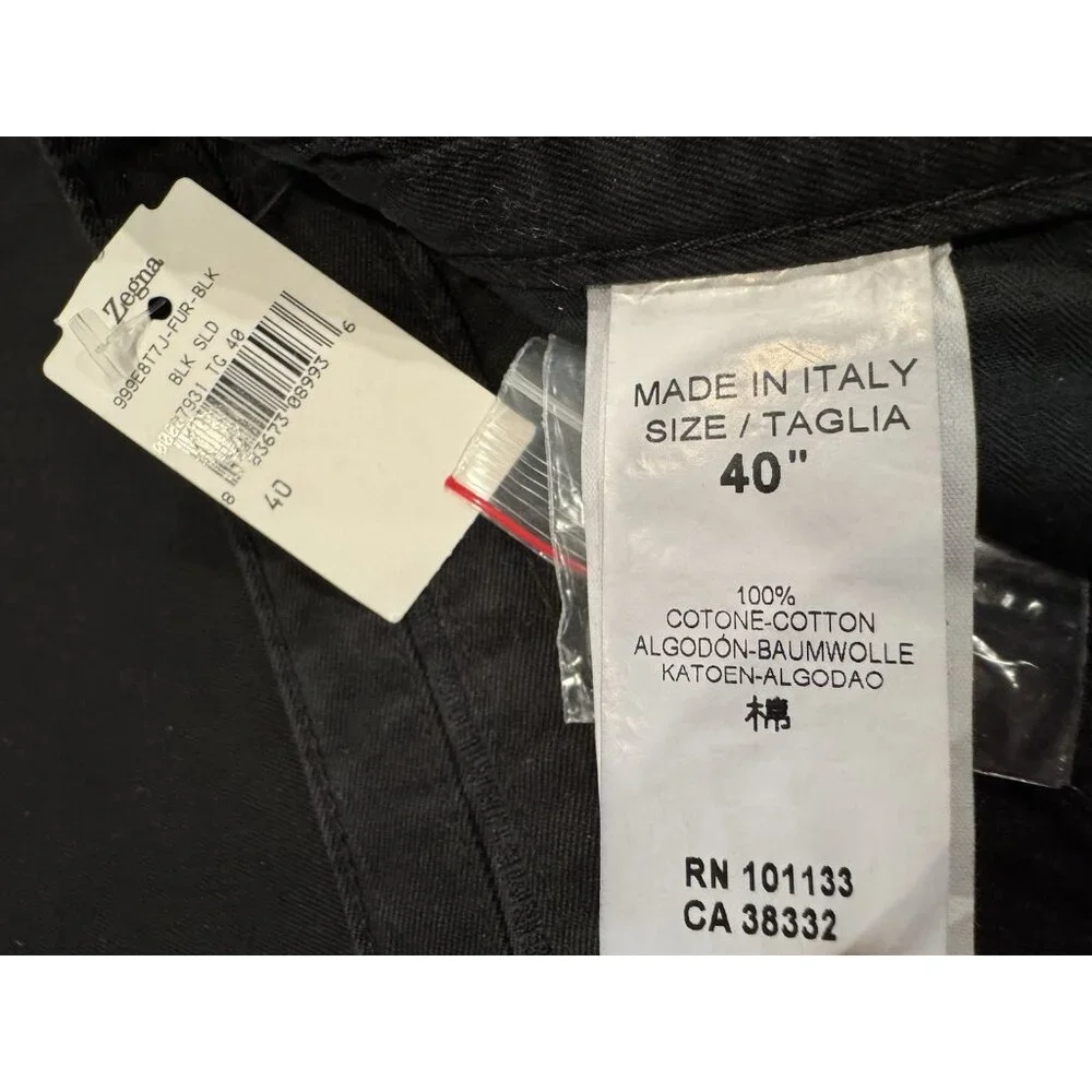 Ermenegildo Zegna Men's Black Stretch Straight Leg Jeans US 40 IT 56 NEW